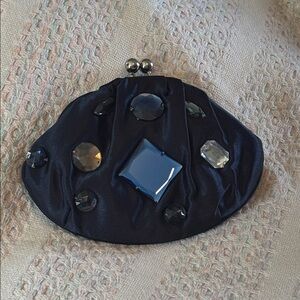 EUC Bijoux Terner navy blue clutch w/ gem accents